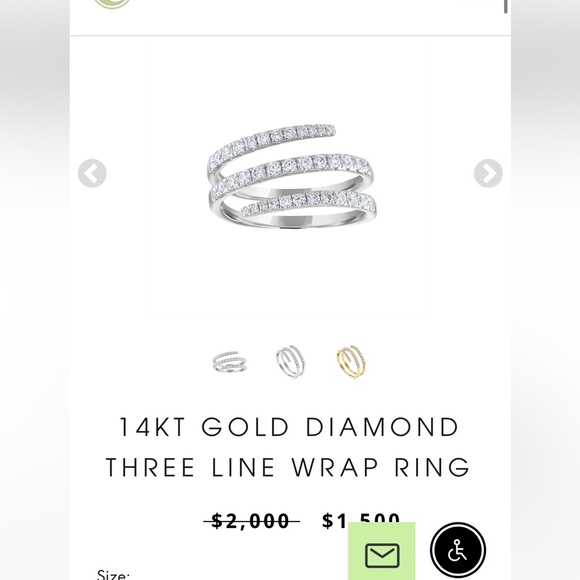 14KT Gold Multi-Color Rainbow 3 Line Wrap Ring - Picture 3 of 3